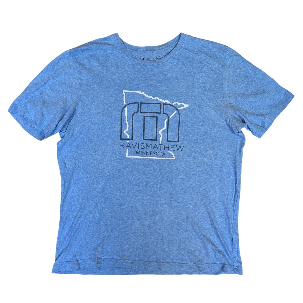 TravisMathew Mens Minnesota State Graphic T-Shirt Blue Pima Cotton Size M